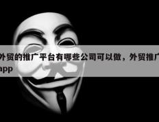 外贸的推广平台有哪些公司可以做，外贸推广app