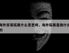 海外贸易拓展什么意思呀，海外拓展是做什么的