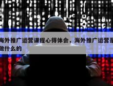 海外推广运营课程心得体会，海外推广运营是做什么的