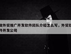 做外贸推广开发软件团队介绍怎么写，外贸软件开发公司