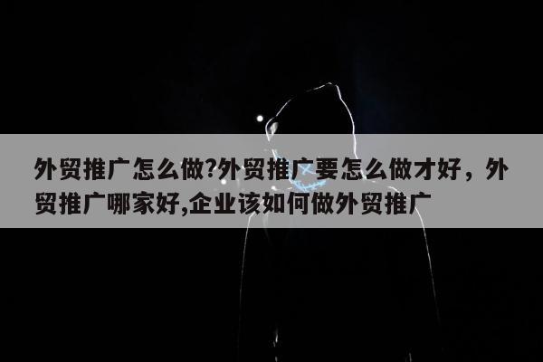 外贸推广怎么做?外贸推广要怎么做才好，外贸推广哪家好,企业该如何做外贸推广